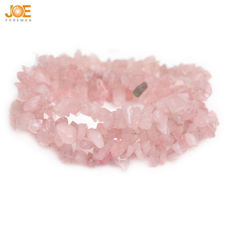 JOE FOREMAN 6-8mm Rose Quartz Beads Natural Stone Gravel Gemstone Chips Beads Wholesale Loose Beads for Jewelry Making Freeform Pink 34" JOE FOREMAN - Image 2